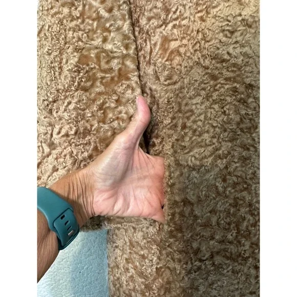 Vintage Karl Frankfurt Curly Lamb Fur Coat Mink Collar Women's Warm Outerwear - Picture 6 of 11